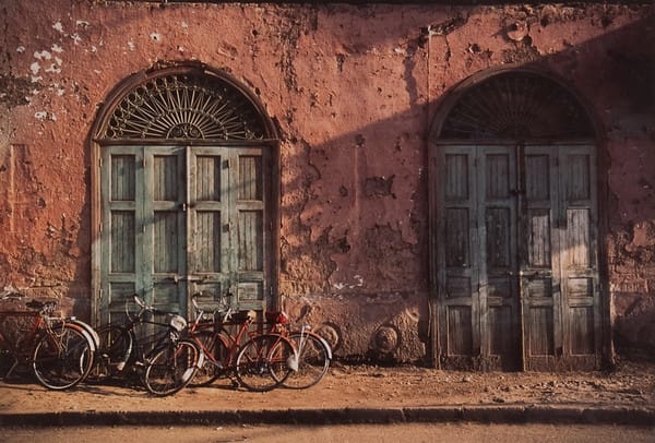 Pink Wall and Bicycles by Frances Waltz 