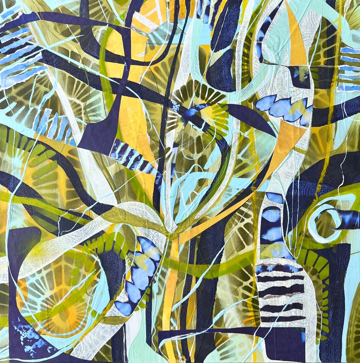 All Summer Long by Shawn Marshall  Image: 24x24, Mixed Media on Cradled Panel, 2022
