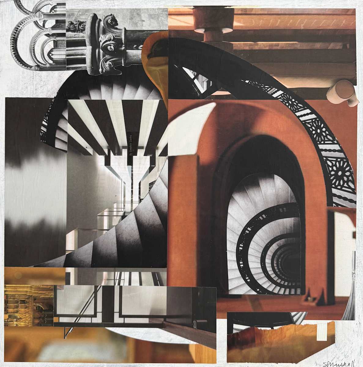 Time Folds by Shawn Marshall  Image: Time Folds, 18x18, Collage on Panel