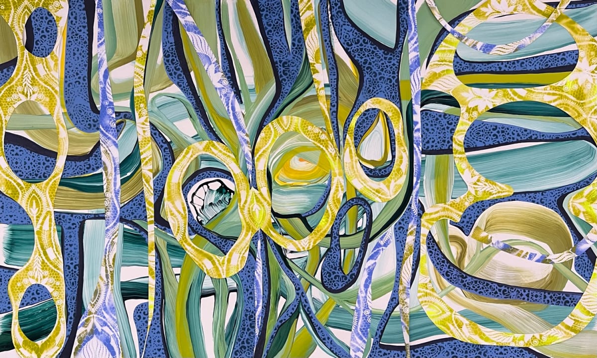 Cosmic Circle 2 by Shawn Marshall  Image: 36x60, Mixed Media on Panel