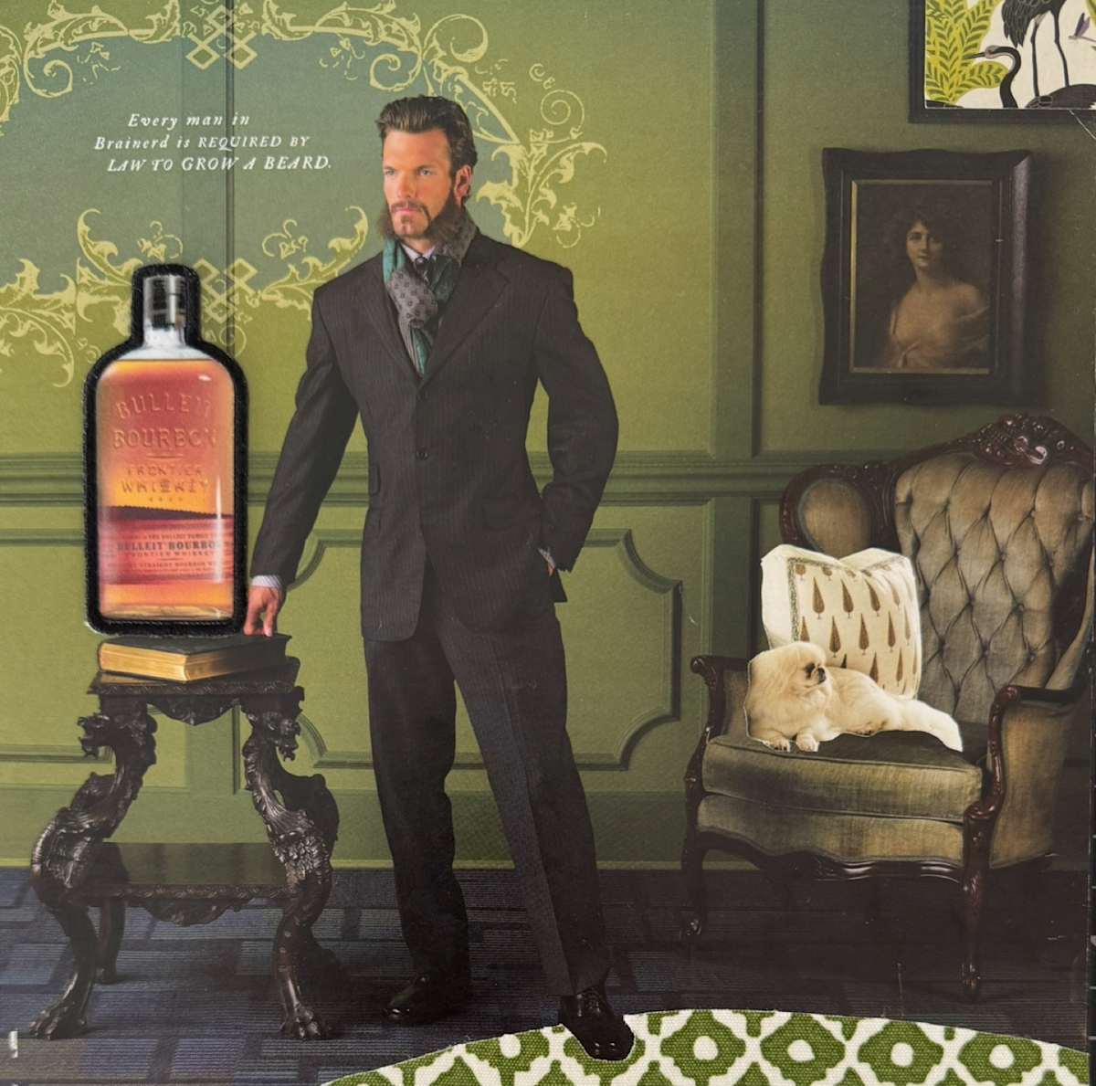 Served Neat by Shawn Marshall  Image: Served Neat, 10x10, Collage and Resin on Panel