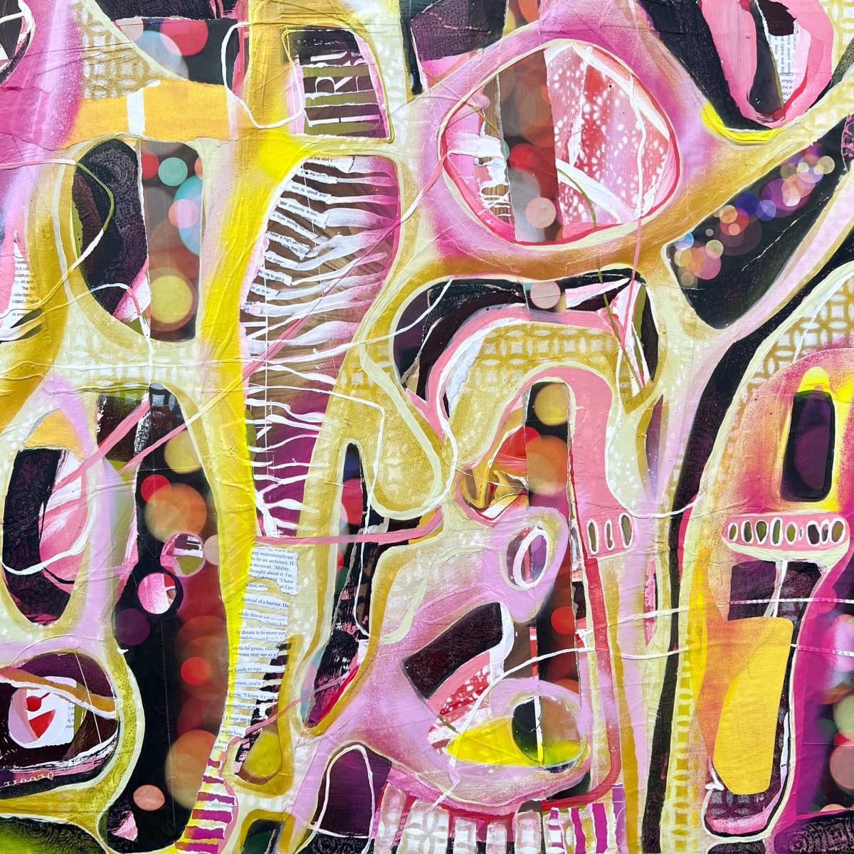 Up All Night by Shawn Marshall  Image: 24x24, Mixed Media on Panel, 2023