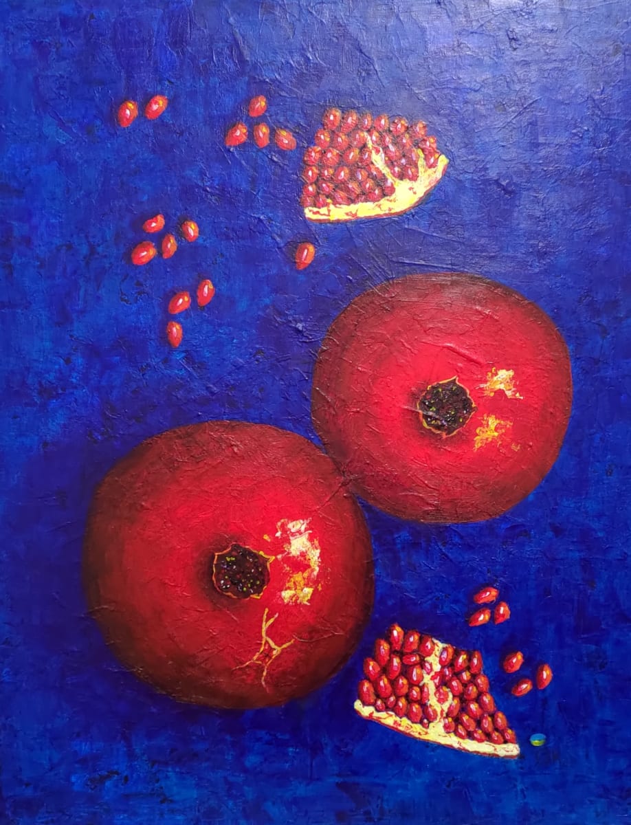 Pomegranates on Blue #12 by Olena Kvit 