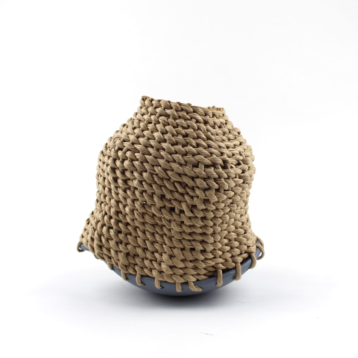 Basketpot VIIII by Essa Baird  Image: A collection of hand built ceramic bottoms paired with basket weaving technique tops. Using different weaving types + materials such as fiber rush, yarn, and twine.