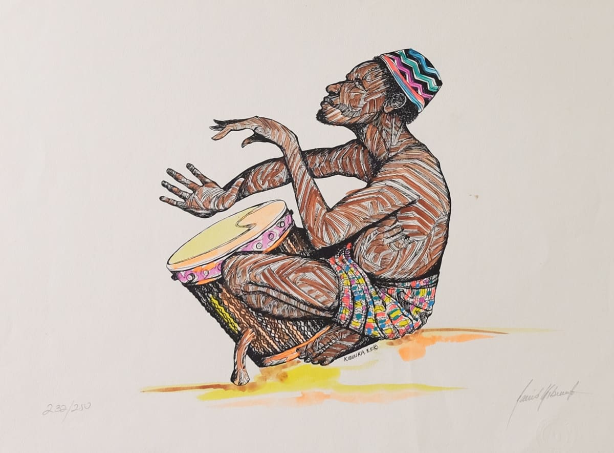 Drummer by OTYO Art Collection  Image: African man drumming.