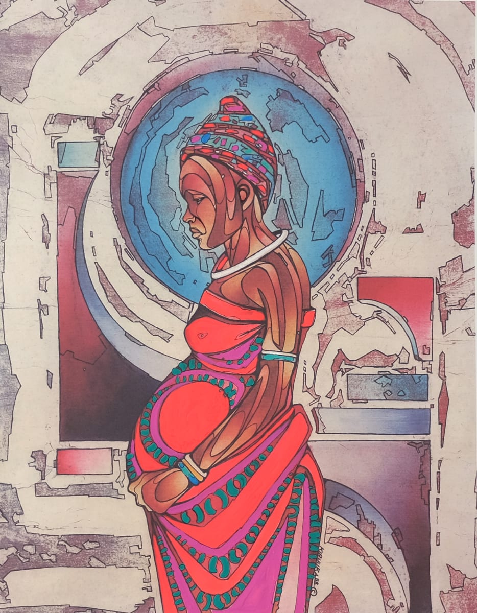 Deep Thoughts by OTYO Art Collection  Image: African woman pregnant.