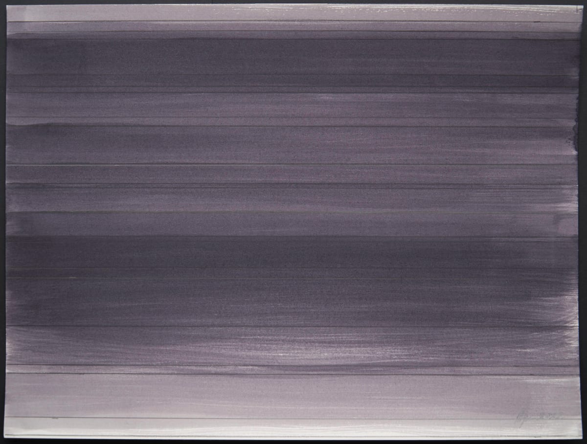 Blek 12 rendur „Húm“ 31x41 N°2 by Hlynur Helgason  Image: Húm, 12— endurreisnarblek || Twilight, oak gall ink, No.2 2022