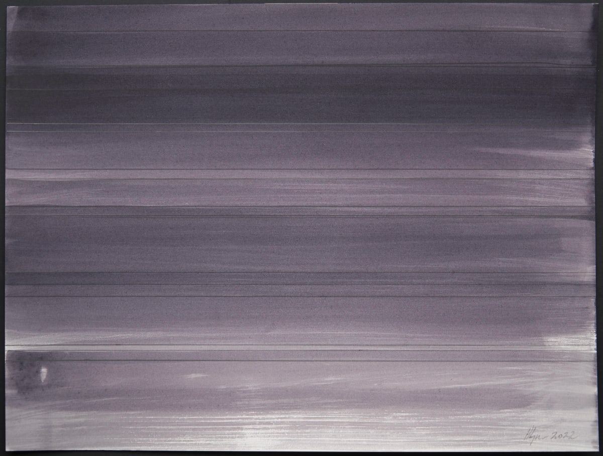 Blek 12 rendur „Húm“ 31x41 N°3 by Hlynur Helgason  Image: Húm, 12— endurreisnarblek || Twilight, oak gall ink, No.3 2022