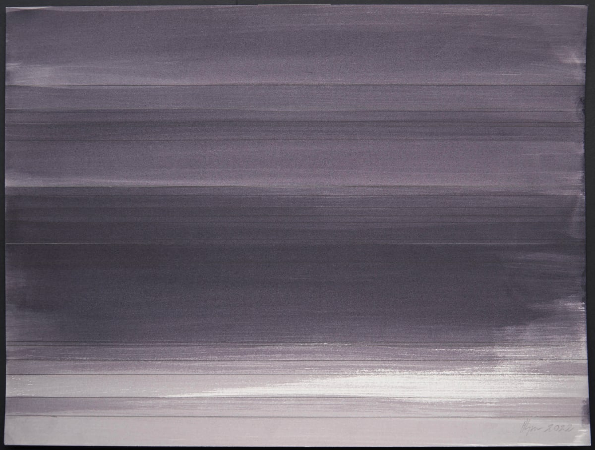 Blek 12 rendur „Húm“ 31x41 N°4 by Hlynur Helgason  Image: Húm, 12— endurreisnarblek || Twilight, oak gall ink, No.4 2022