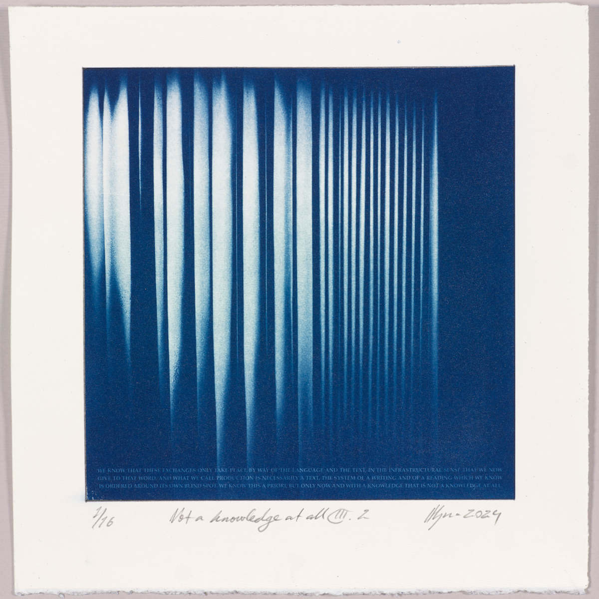 Not a knowledge at all III.2 – generated cyanotype photograph 1/6 by Hlynur Helgason 