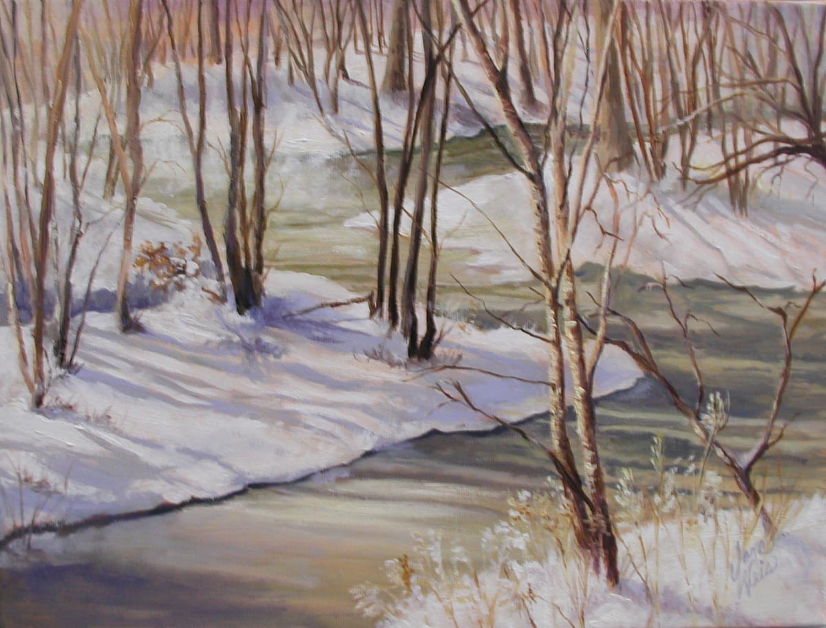 Snowy Banks & Misty River by Jane Weis 