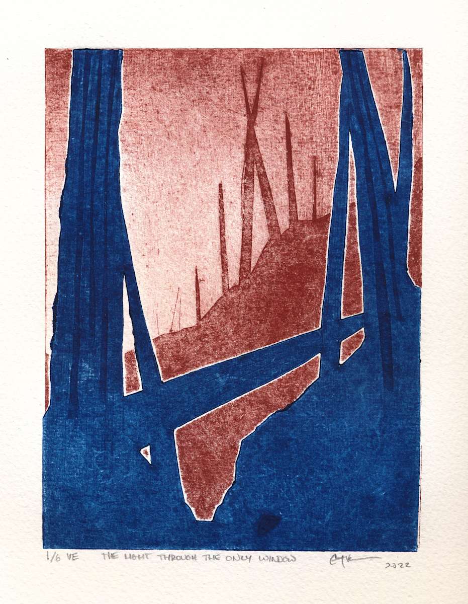 “The Light Through The Only Window” Collagraph Print 1/6 by Caryn Vainio, Image 1.