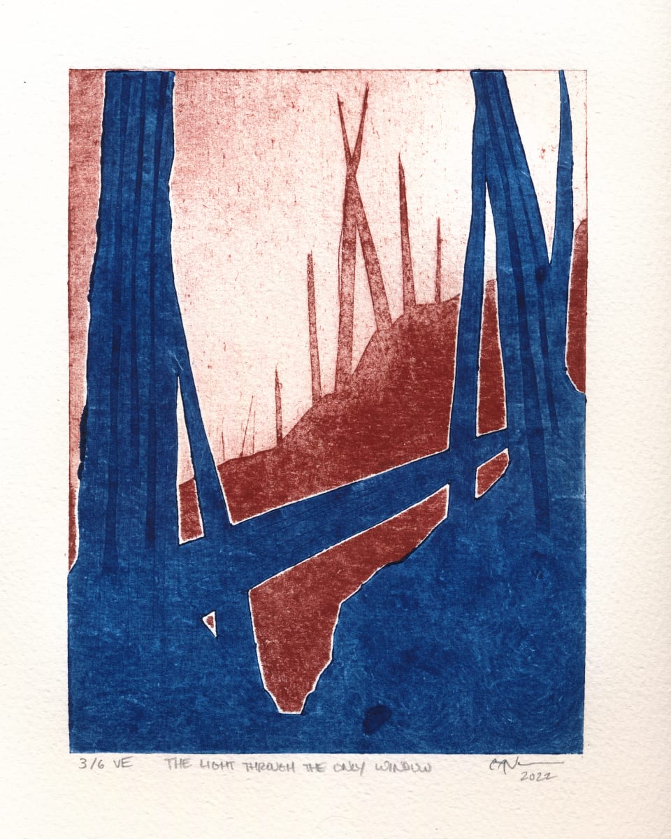 “The Light Through The Only Window” Collagraph Print 3/6 by Caryn Vainio 