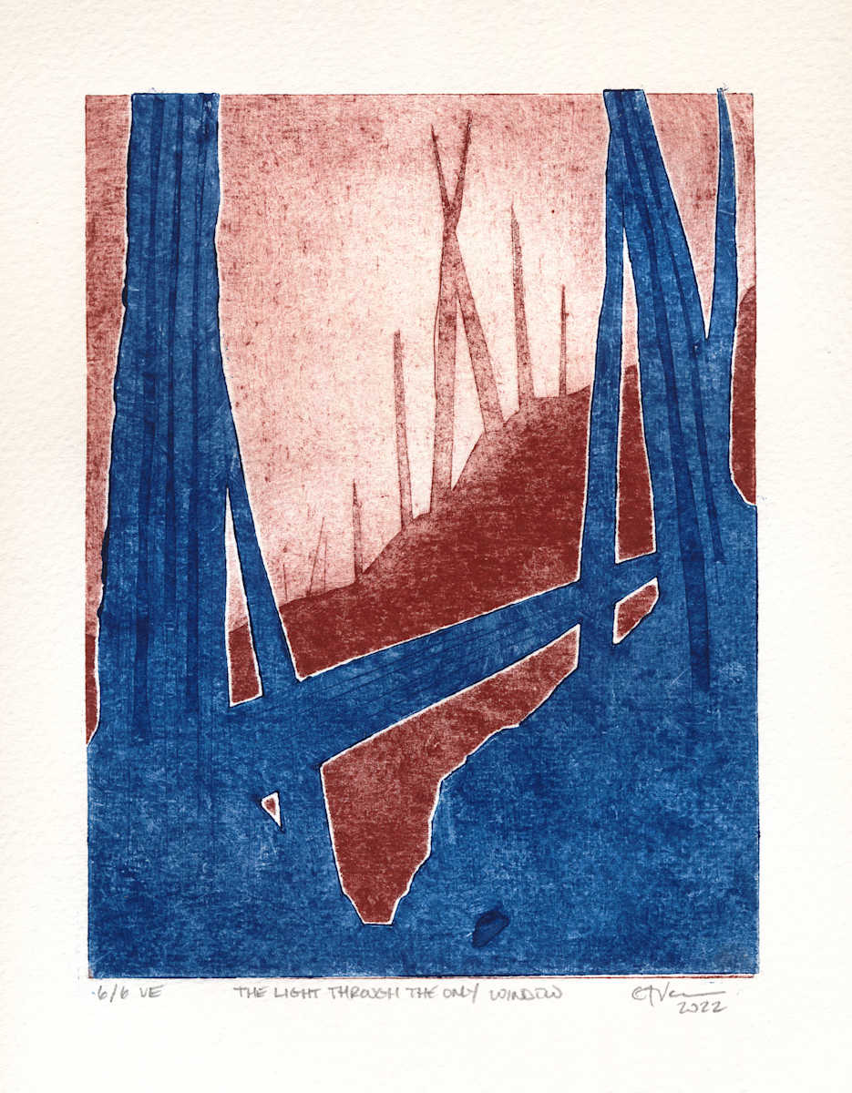 “The Light Through The Only Window” Collagraph Print 6/6 by Caryn Vainio, Image 1.