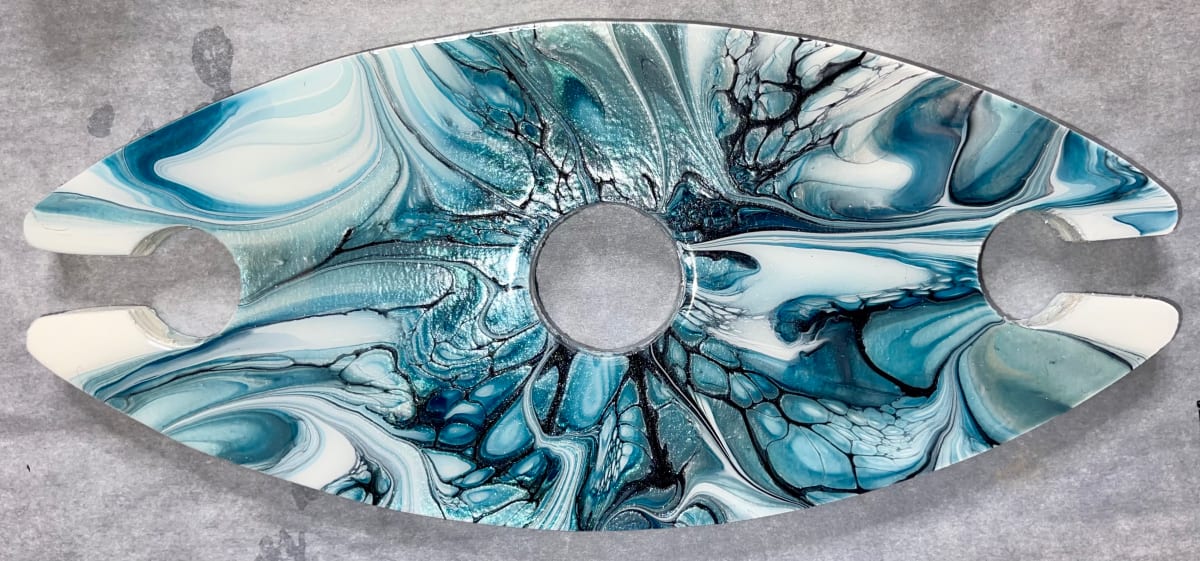 Icy Blue Wine Caddy by Pourin’ My Heart Out - Fluid Art by Angela Lloyd 