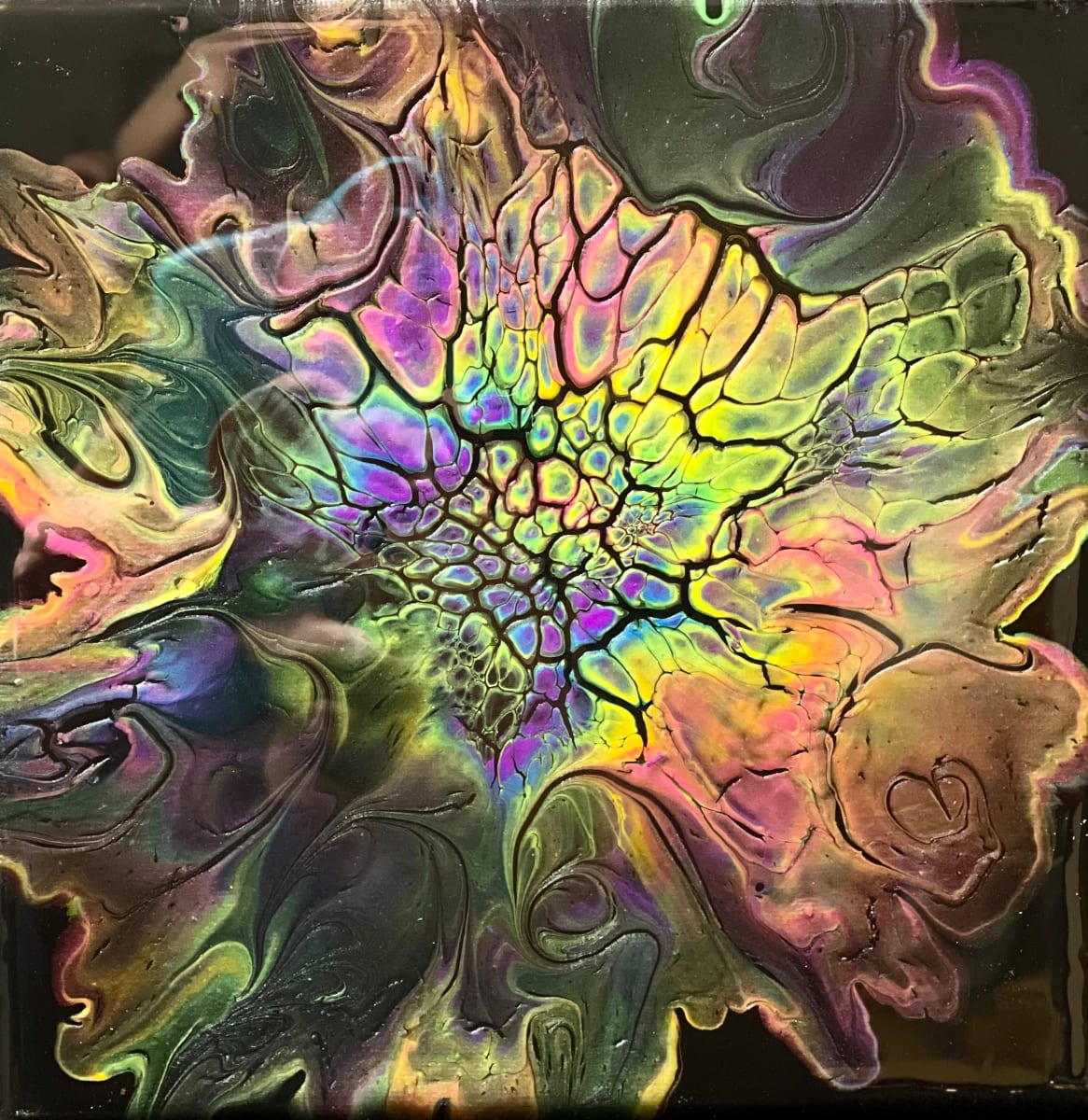 Neon Promise, Dark by Pourin’ My Heart Out - Fluid Art by Angela Lloyd 