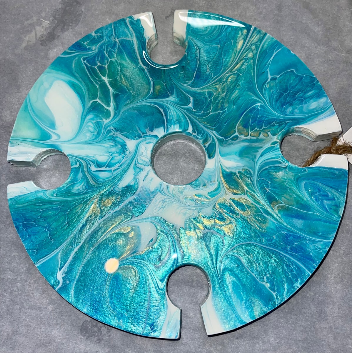 Ocean Side Large Wine Caddy by Pourin’ My Heart Out - Fluid Art by Angela Lloyd 