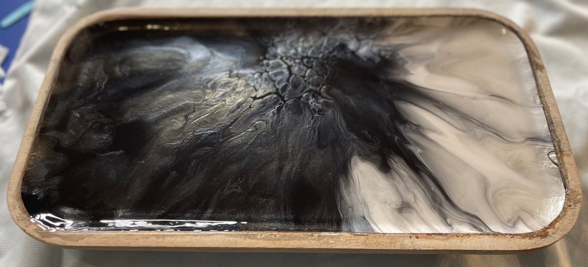 Upside Down 15” Rectangular Platter by Pourin’ My Heart Out - Fluid Art by Angela Lloyd 