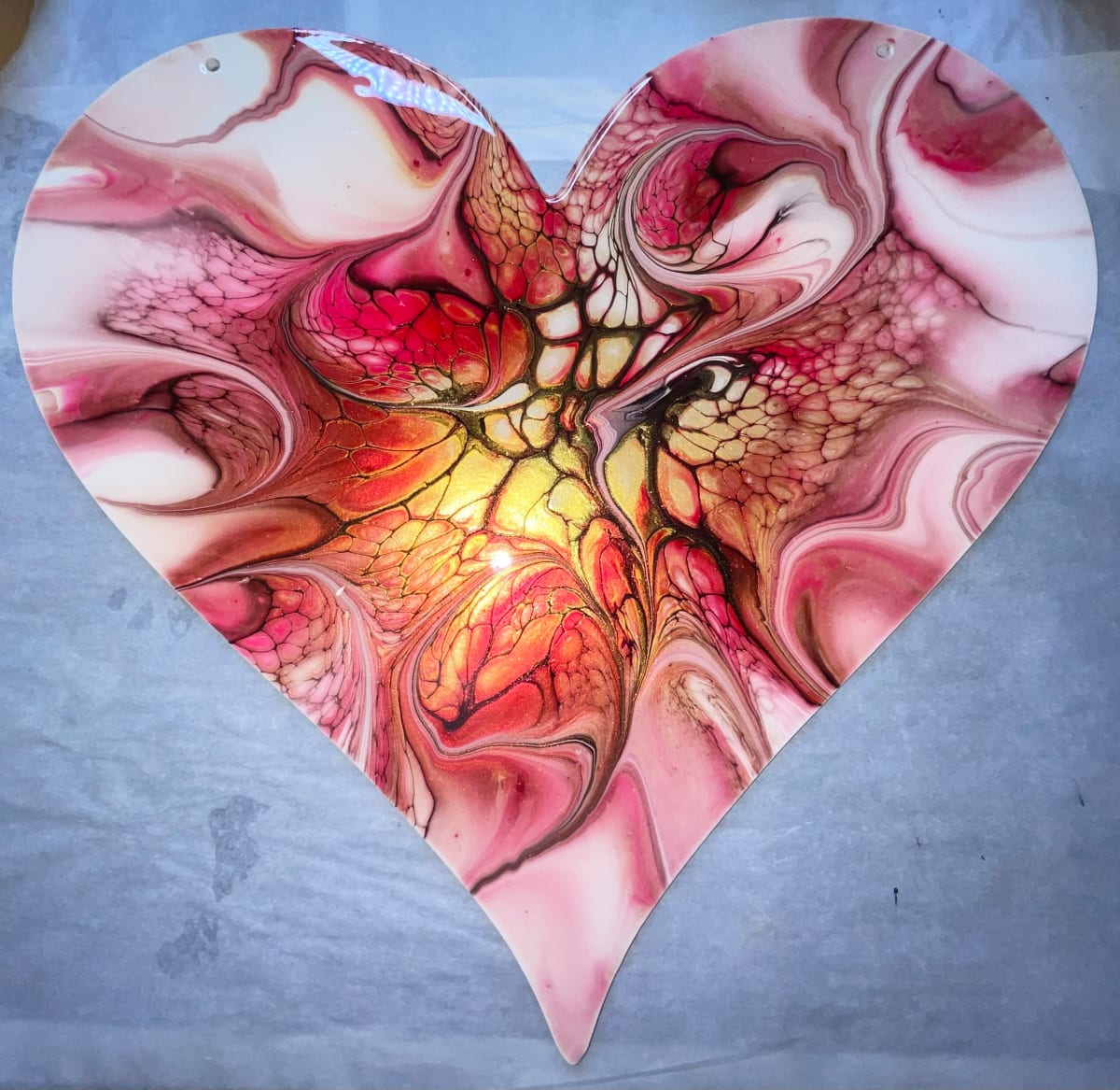 Raina 15” Heart by Pourin’ My Heart Out - Fluid Art by Angela Lloyd 