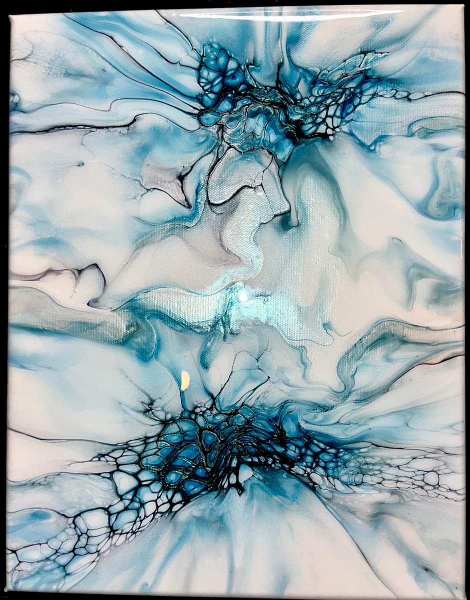 Icy Blue Deconstructed Bloom by Pourin’ My Heart Out - Fluid Art by Angela Lloyd 