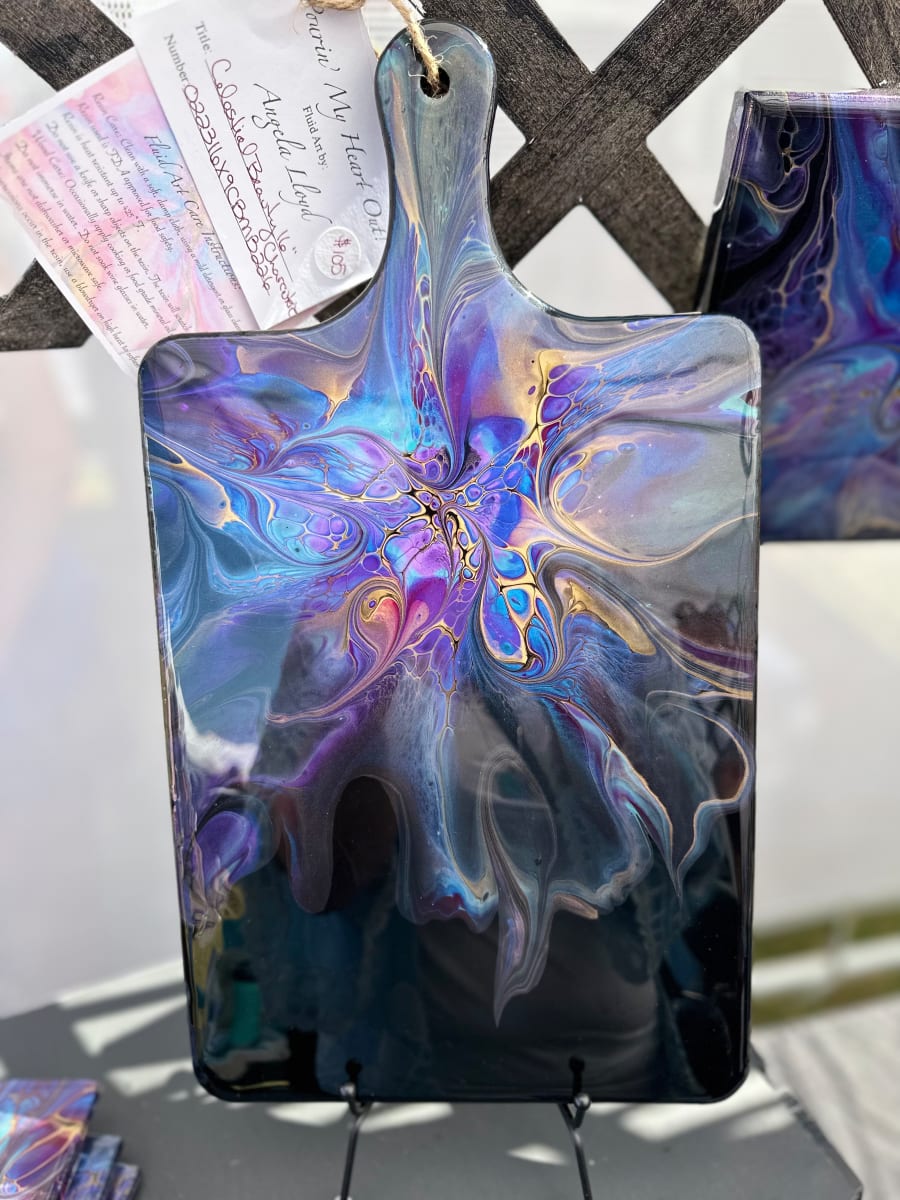 Celestial Beauty 16” Charcuterie Board by Pourin’ My Heart Out - Fluid Art by Angela Lloyd 