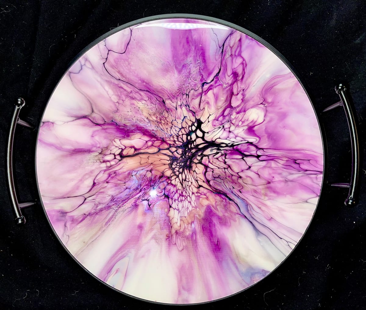 Chrysanthemum 13”Tray by Pourin’ My Heart Out - Fluid Art by Angela Lloyd 