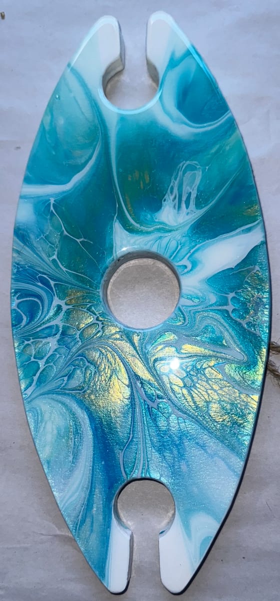 Ocean Side Small Wine Caddy by Pourin’ My Heart Out - Fluid Art by Angela Lloyd 