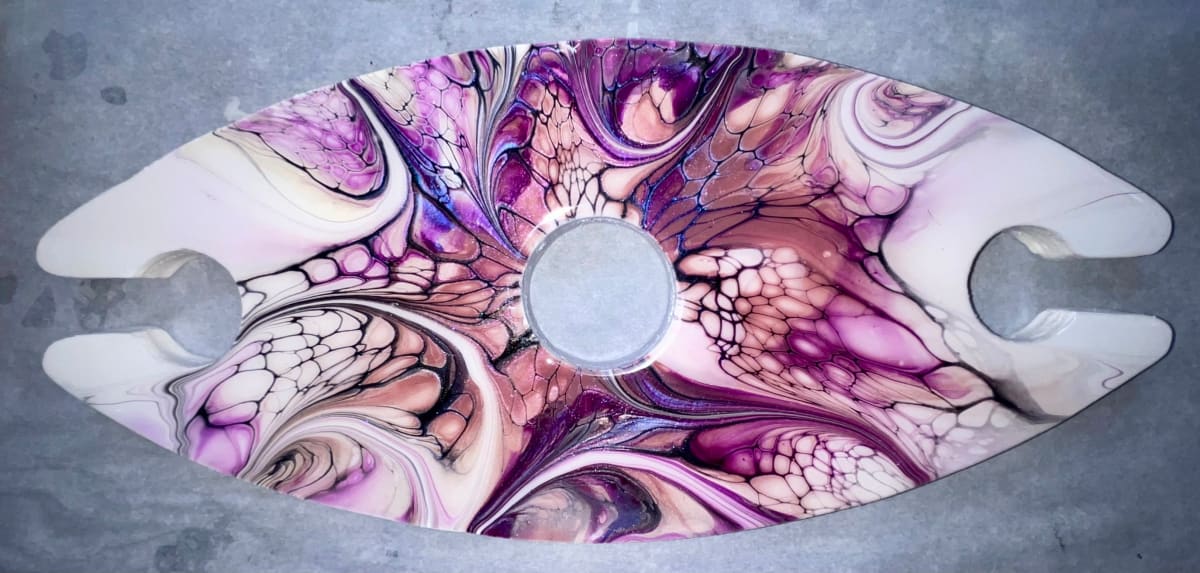 Chrysanthemum, Small Wine Caddy by Pourin’ My Heart Out - Fluid Art by Angela Lloyd 