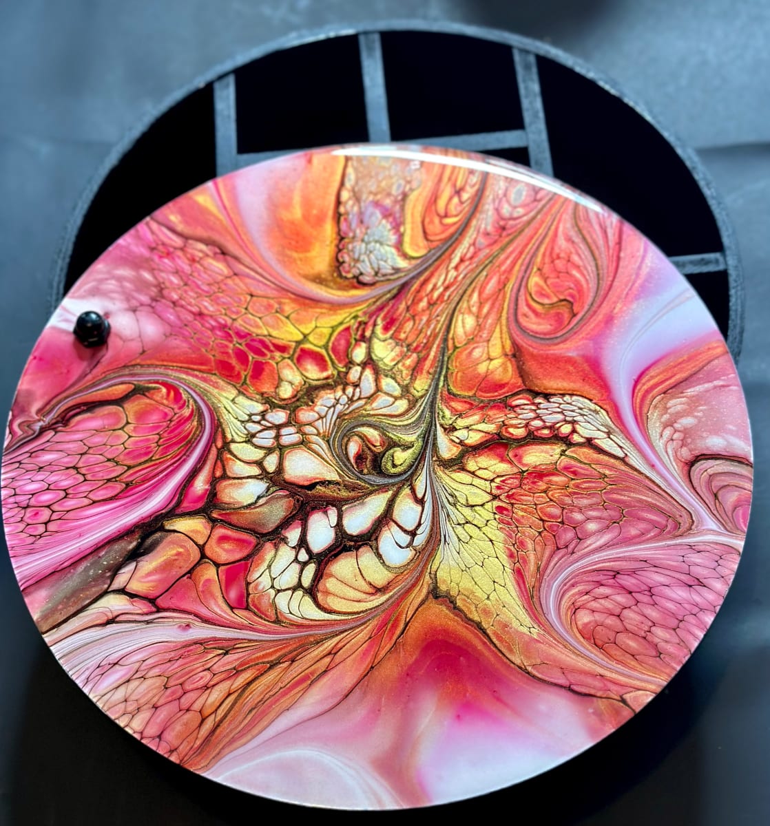 Raina 11” Round Jewelry Box by Pourin’ My Heart Out - Fluid Art by Angela Lloyd 