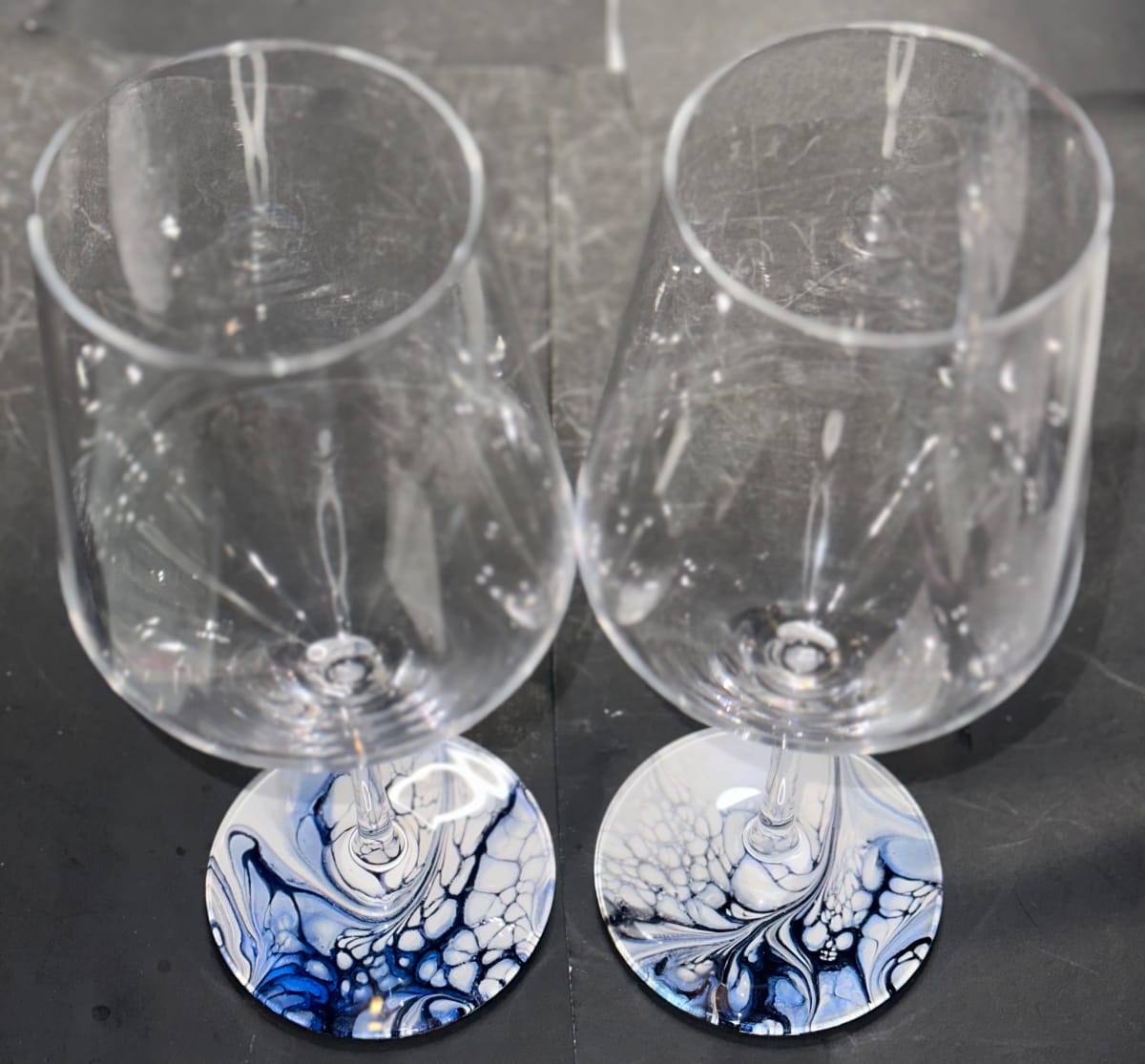 Gen X , Wine Glasses/Set of Two by Pourin’ My Heart Out - Fluid Art by Angela Lloyd 