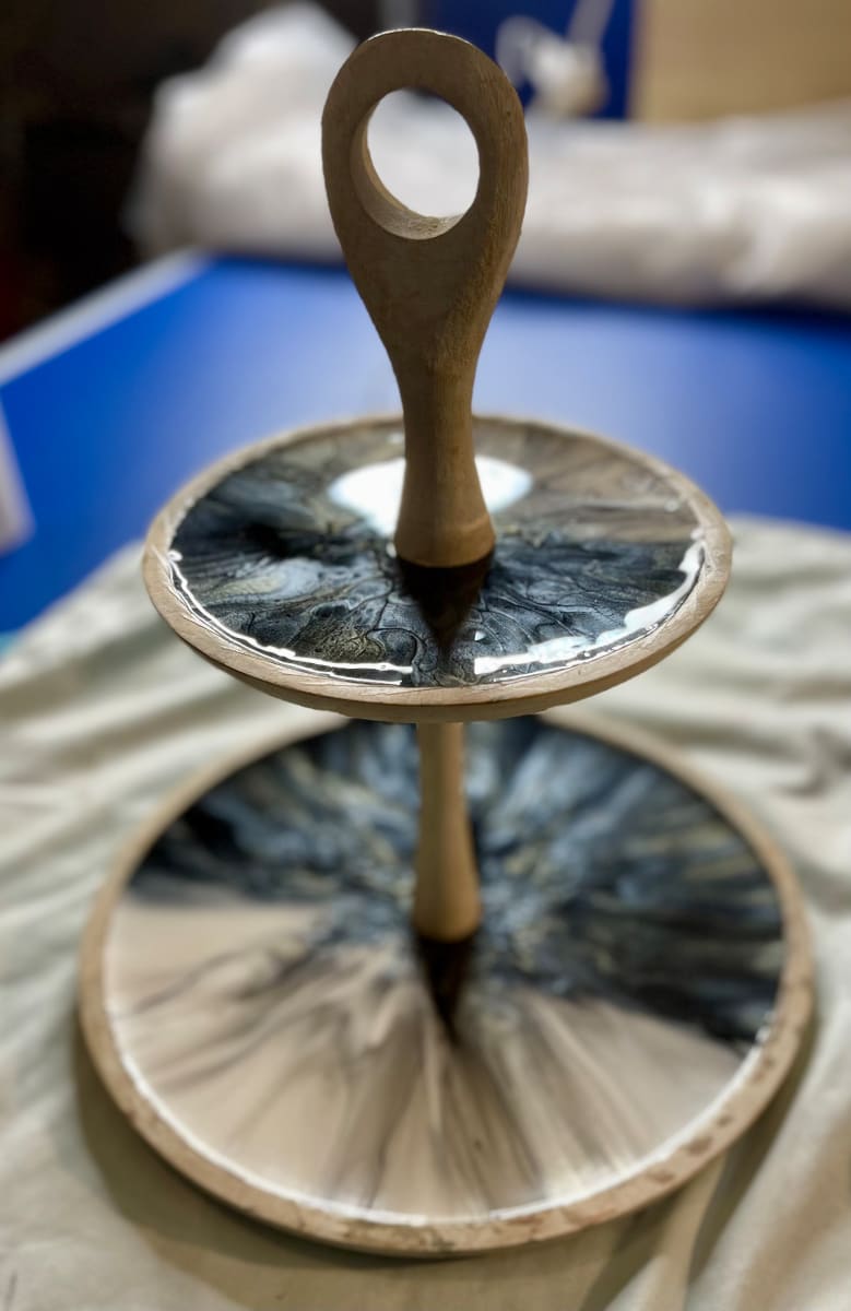 The Upside Down Two Tiered Platter by Pourin’ My Heart Out - Fluid Art by Angela Lloyd 