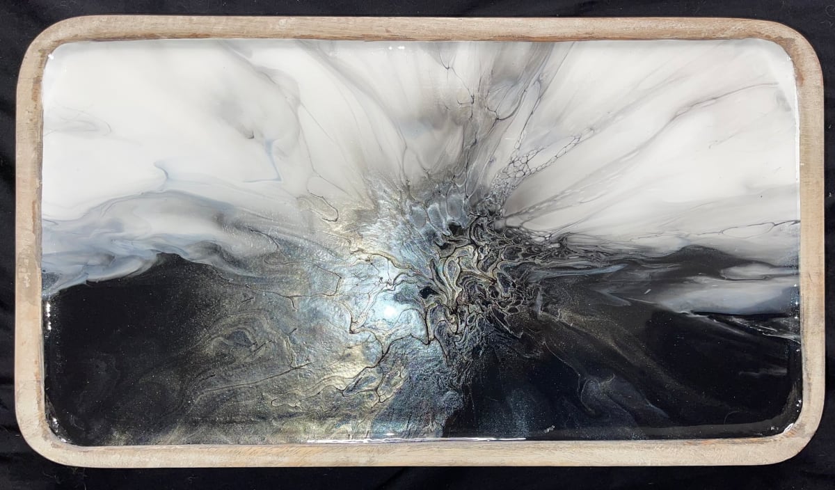 The Upside Down Large Rectangular Platter by Pourin’ My Heart Out - Fluid Art by Angela Lloyd 