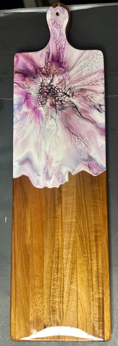 Chrysanthemum 32” Charcuterie Board by Pourin’ My Heart Out - Fluid Art by Angela Lloyd 