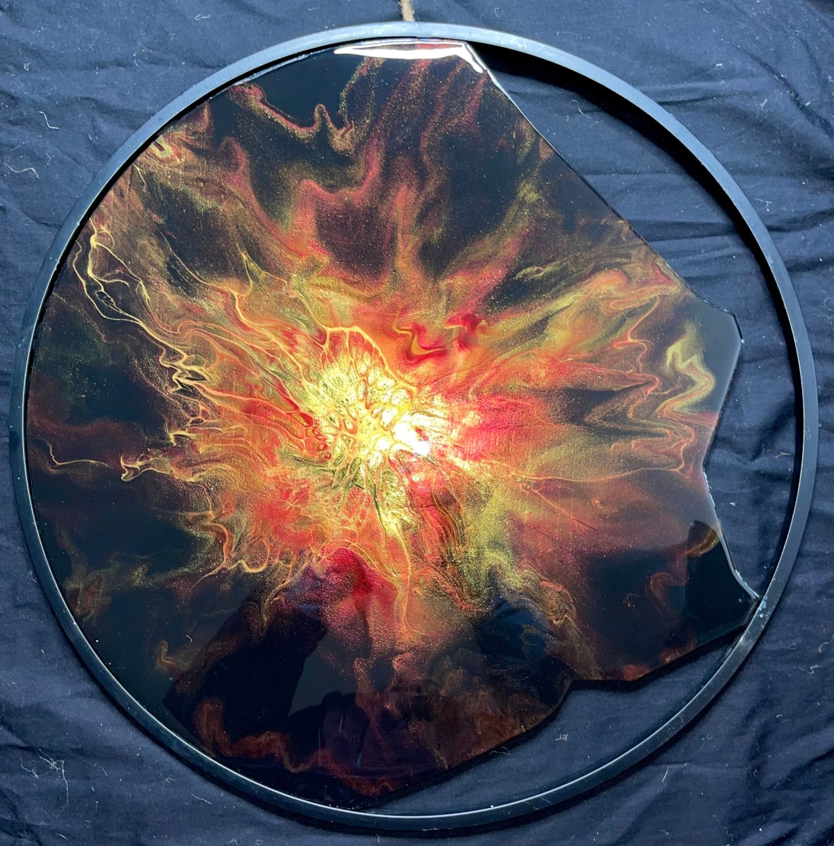 Stranger Things 20” Metal Circular Wall Hanging by Pourin’ My Heart Out - Fluid Art by Angela Lloyd 