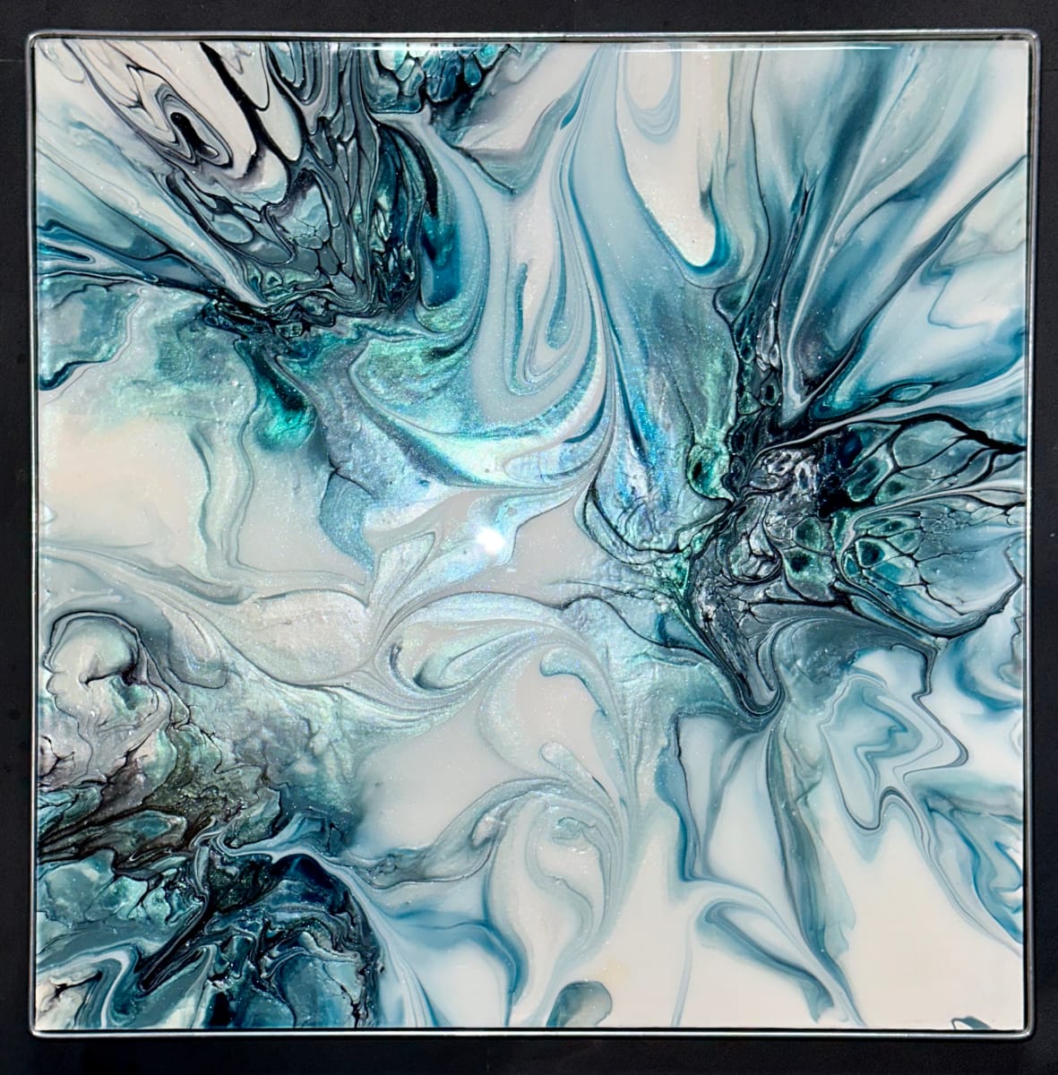 Icy Blue Deconstructed Bloom by Pourin’ My Heart Out - Fluid Art by Angela Lloyd 