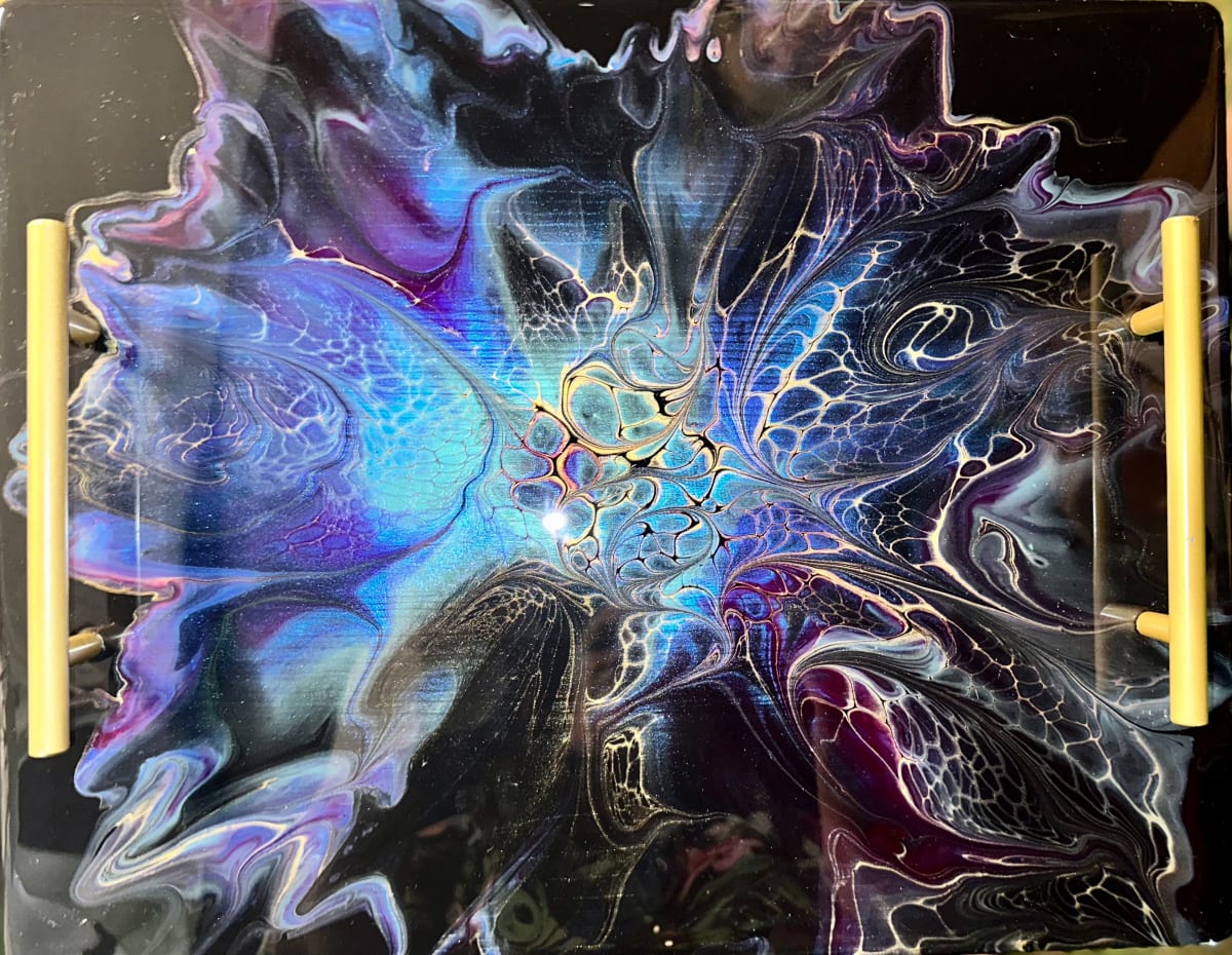 Celestial Beauty 15” Platter by Pourin’ My Heart Out - Fluid Art by Angela Lloyd 