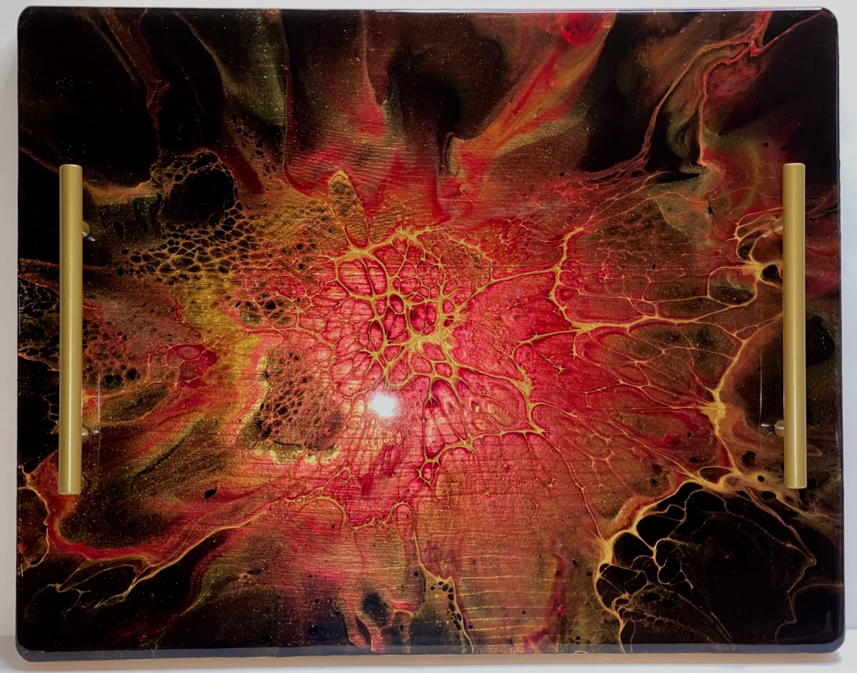 Stranger Things Rectangular Platter by Pourin’ My Heart Out - Fluid Art by Angela Lloyd, Image 1.