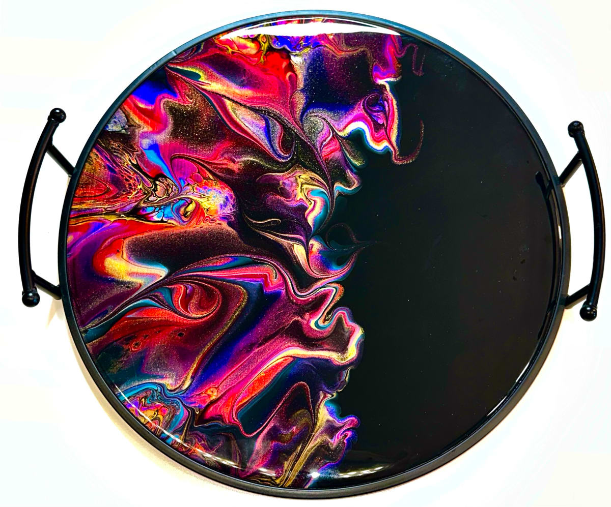 Majesty 13” Circular Platter by Pourin’ My Heart Out - Fluid Art by Angela Lloyd 