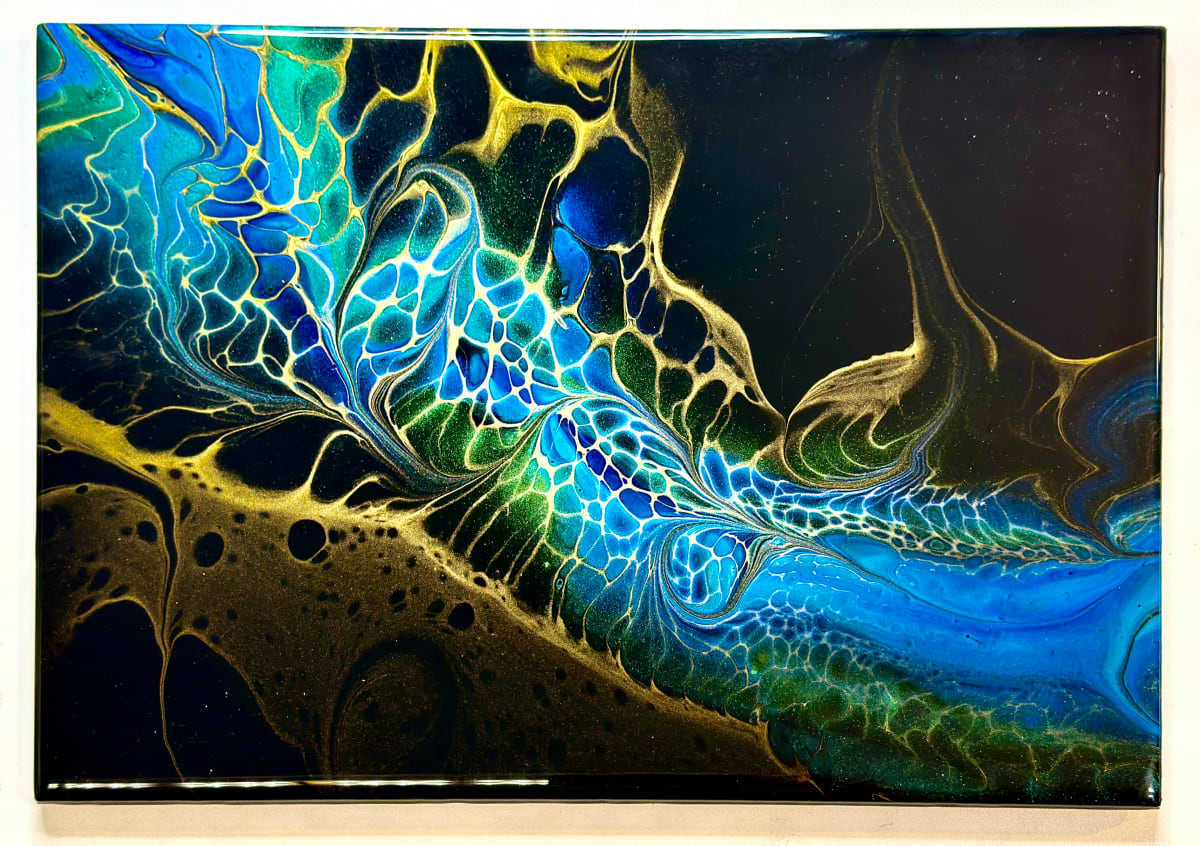 Atlantis Large Tile 2 by Pourin’ My Heart Out - Fluid Art by Angela Lloyd 