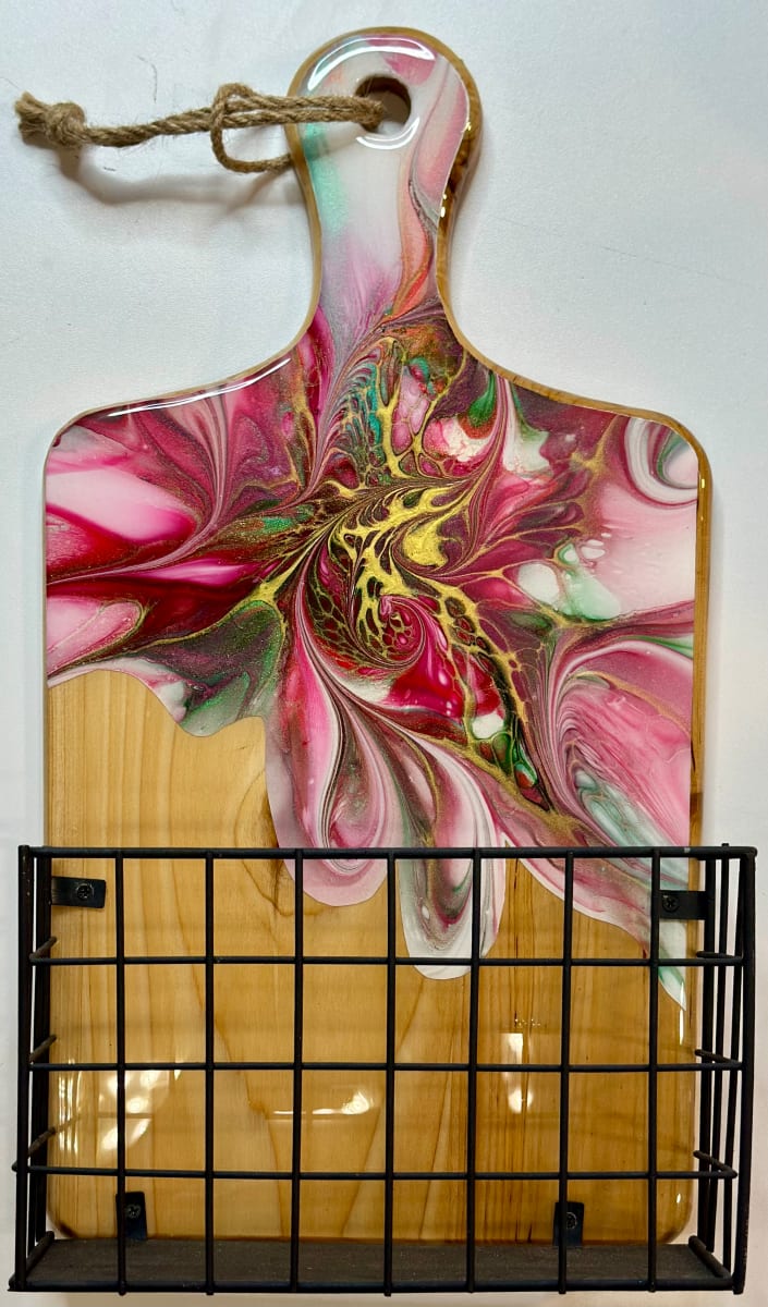 Christmastime 15” Charcuterie Basket by Pourin’ My Heart Out - Fluid Art by Angela Lloyd 