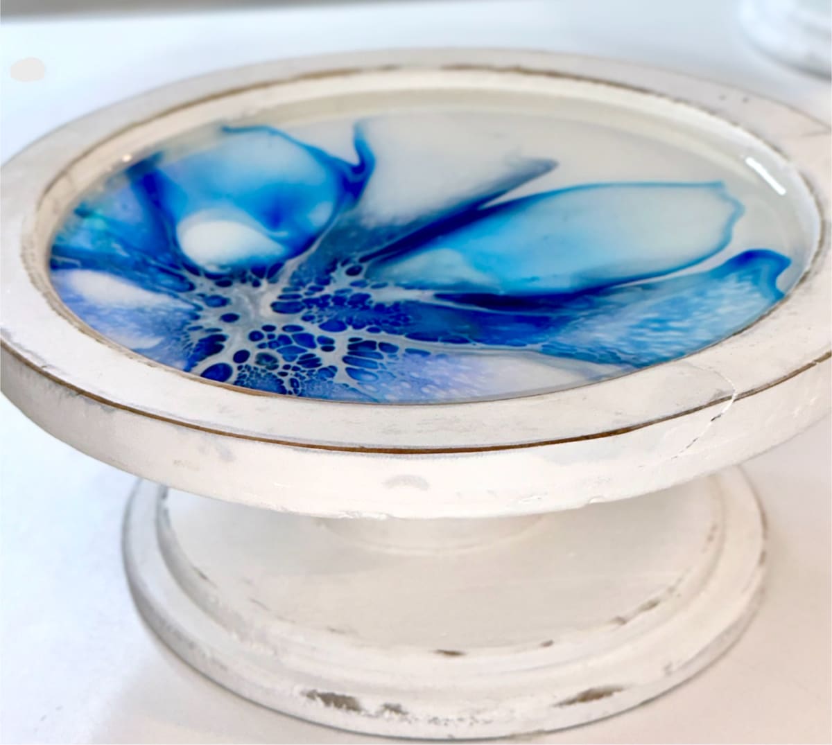 Tekhelet 10” Standing Platter 1 by Pourin’ My Heart Out - Fluid Art by Angela Lloyd, Image 2.