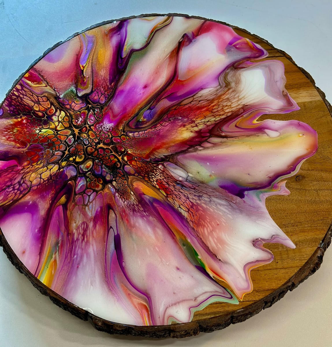 Faithful Harvest 15” Lazy Susan by Pourin’ My Heart Out - Fluid Art by Angela Lloyd 