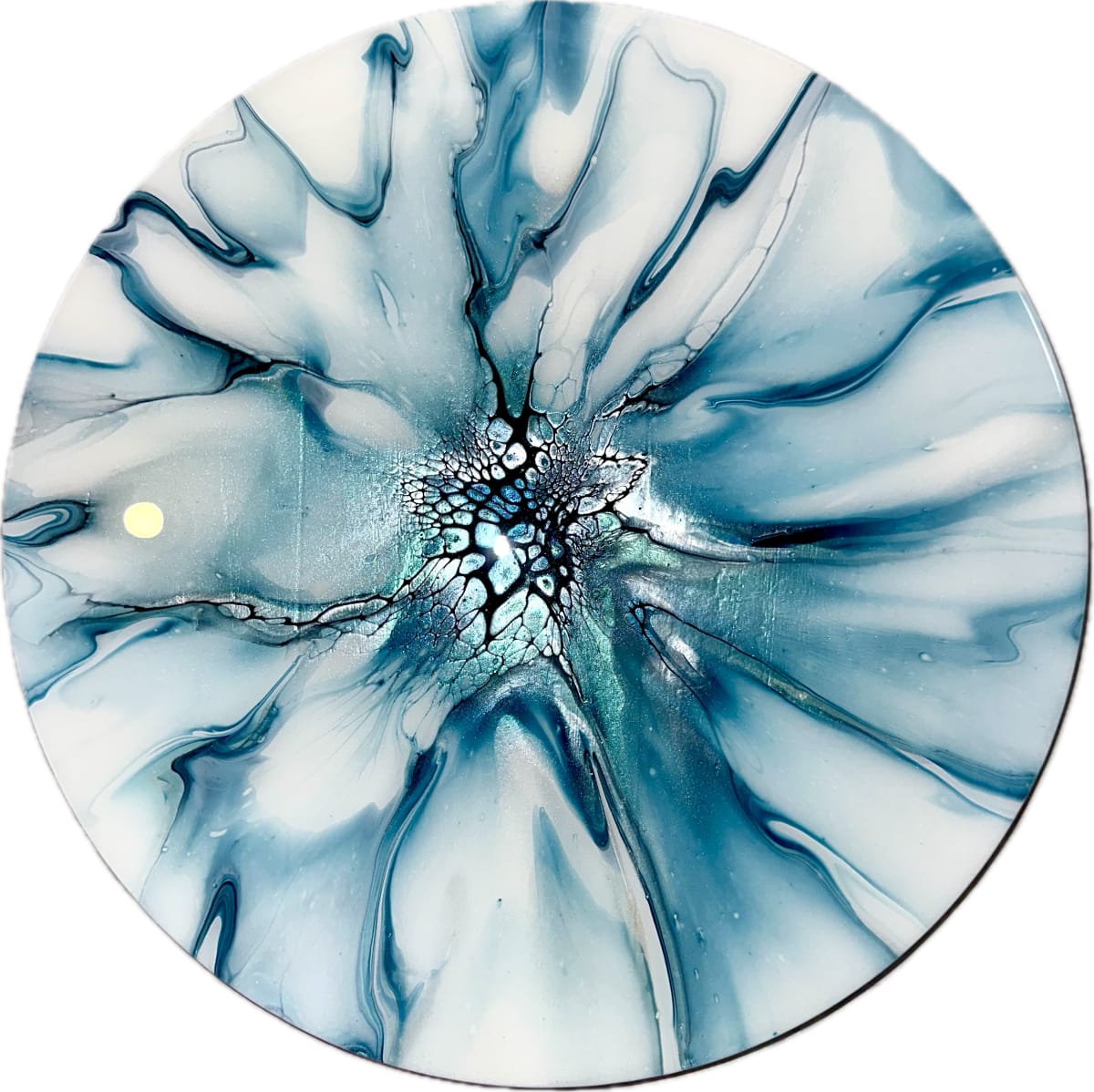 Icy Blue 15” Lazy Susan by Pourin’ My Heart Out - Fluid Art by Angela Lloyd 