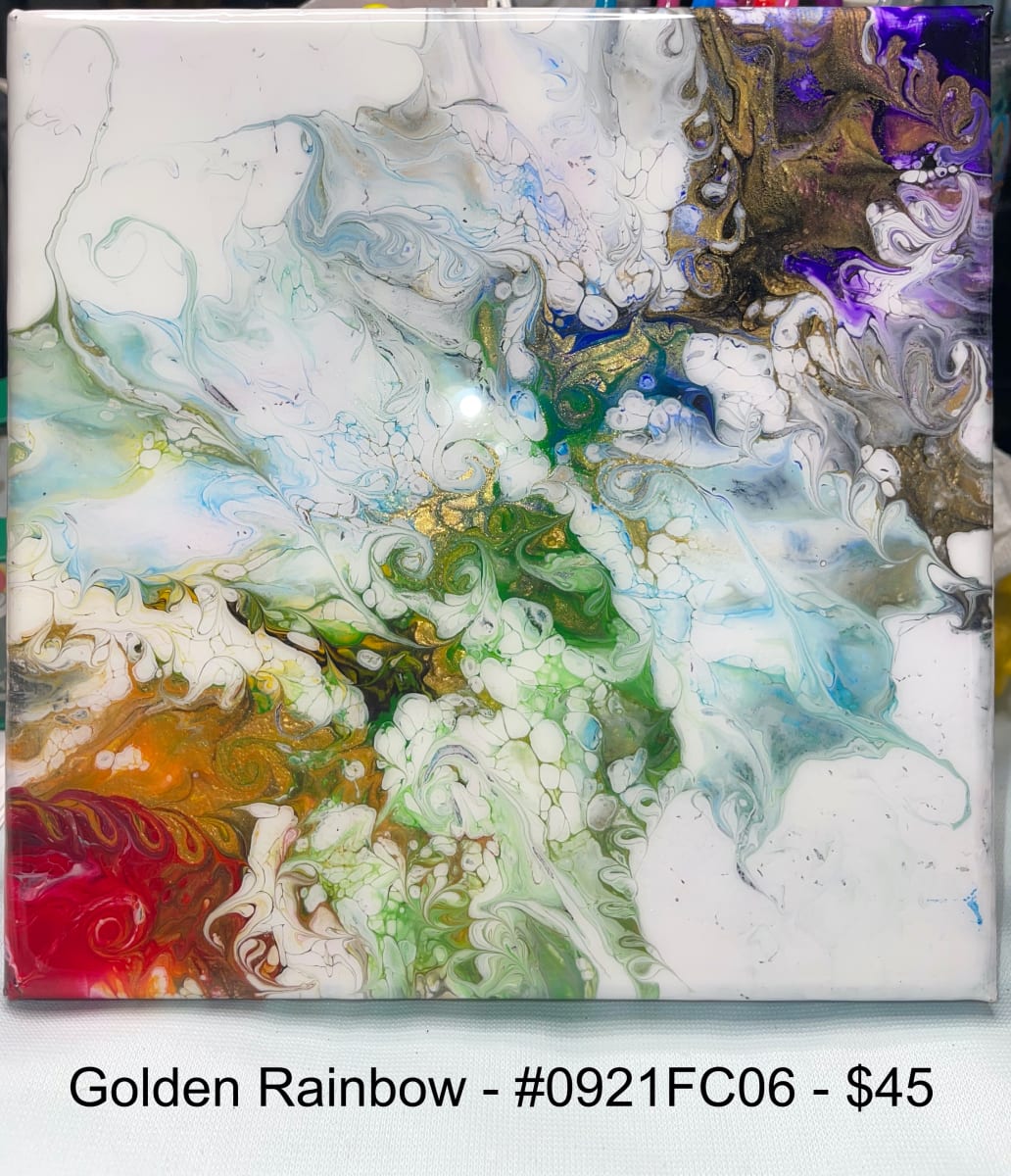 Golden Rainbow by Pourin’ My Heart Out - Fluid Art by Angela Lloyd 