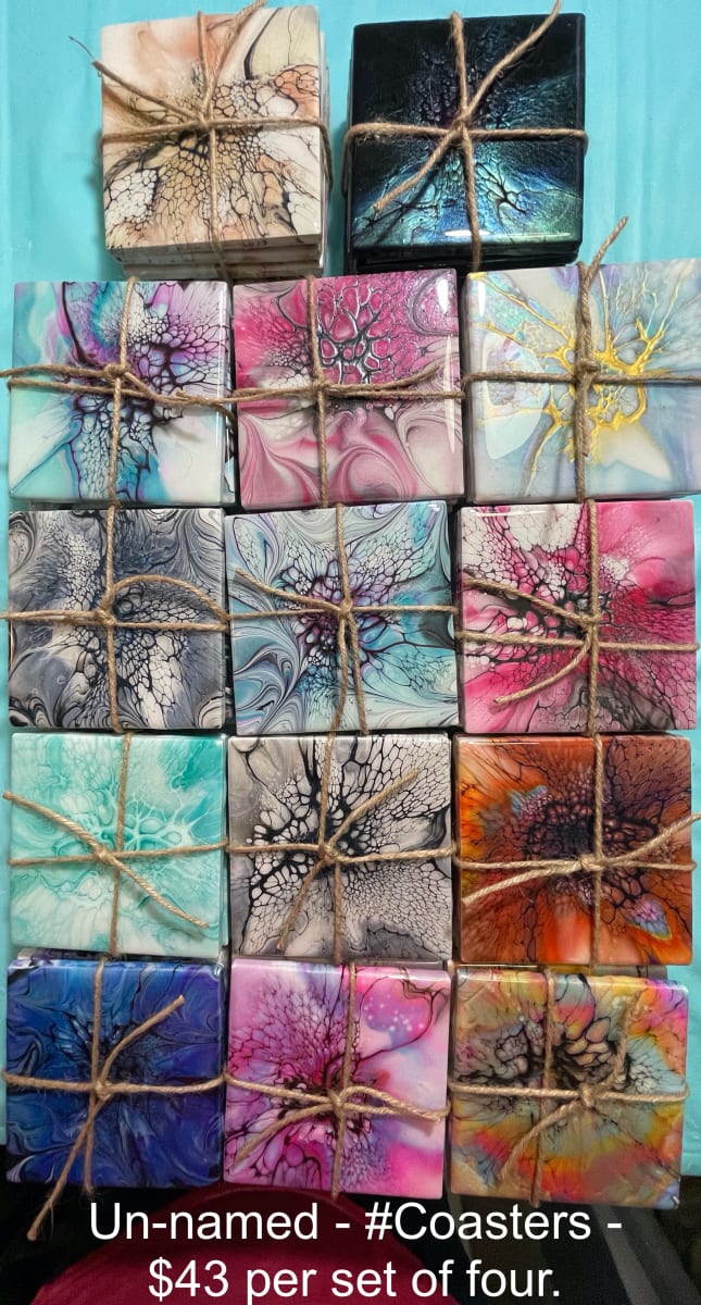 Coasters (Set of Four) by Pourin’ My Heart Out - Fluid Art by Angela Lloyd, Image 1.