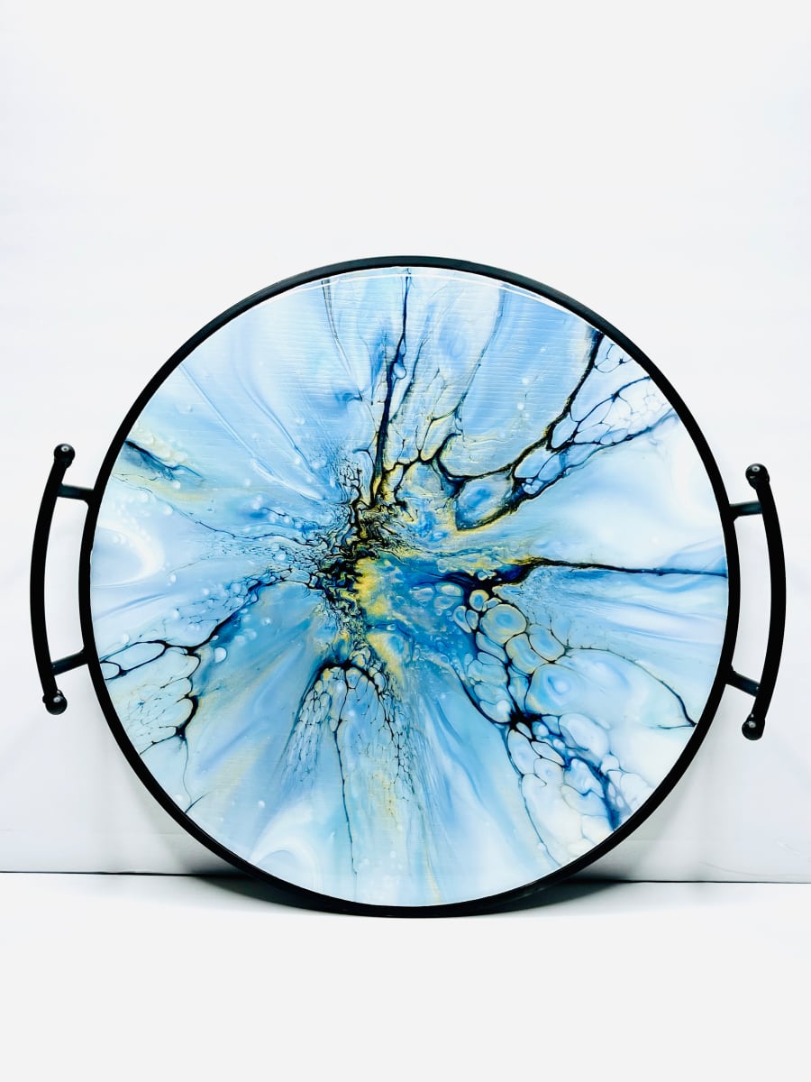 Frost 13" Platter by Pourin’ My Heart Out - Fluid Art by Angela Lloyd 