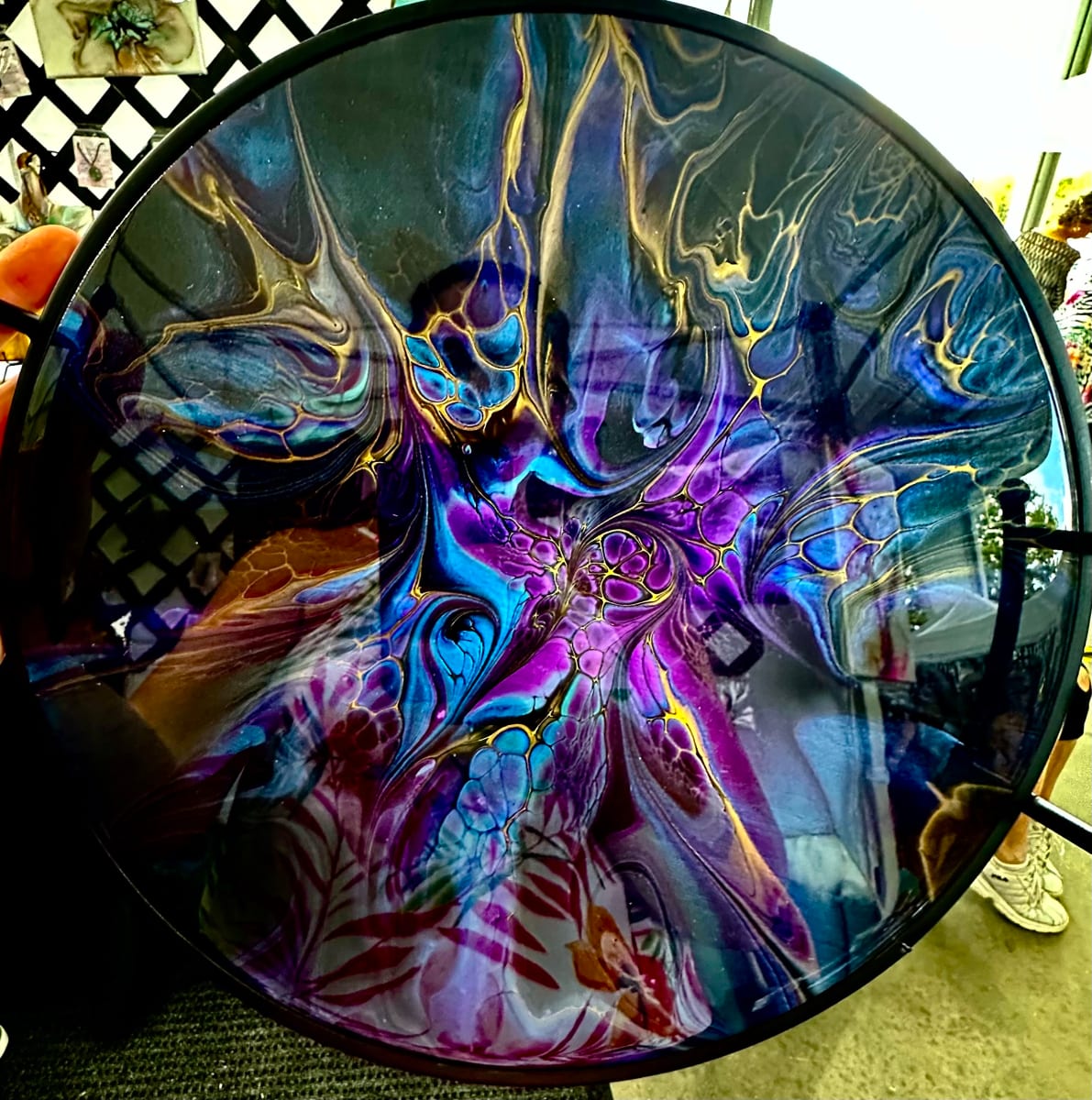 Celestial Beauty 13” Round Platter by Pourin’ My Heart Out - Fluid Art by Angela Lloyd 