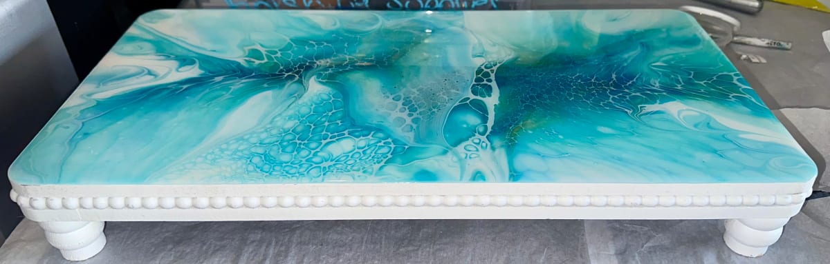 Oceanside 18” Platter by Pourin’ My Heart Out - Fluid Art by Angela Lloyd, Image 1.