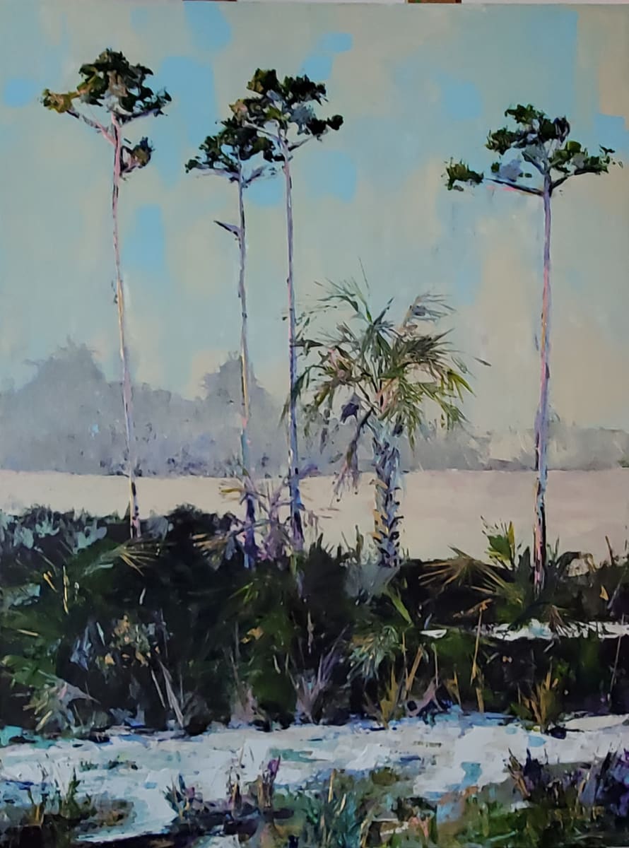 Florida Peace by Jill Seiler  Image: Walking the Meritime Trail on Cape San Blas. Pallette knife with lots of sparkle. 