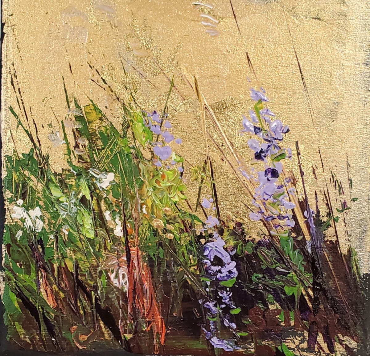 Picking Flowers for Mom  Image: Gold leaf and childhood memories. 